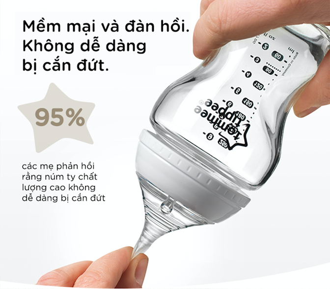 Bình sữa ty siêu mềm tự nhiên Tommee Tippee Closer to Nature 150ml, núm ty đi kèm 0-3 tháng