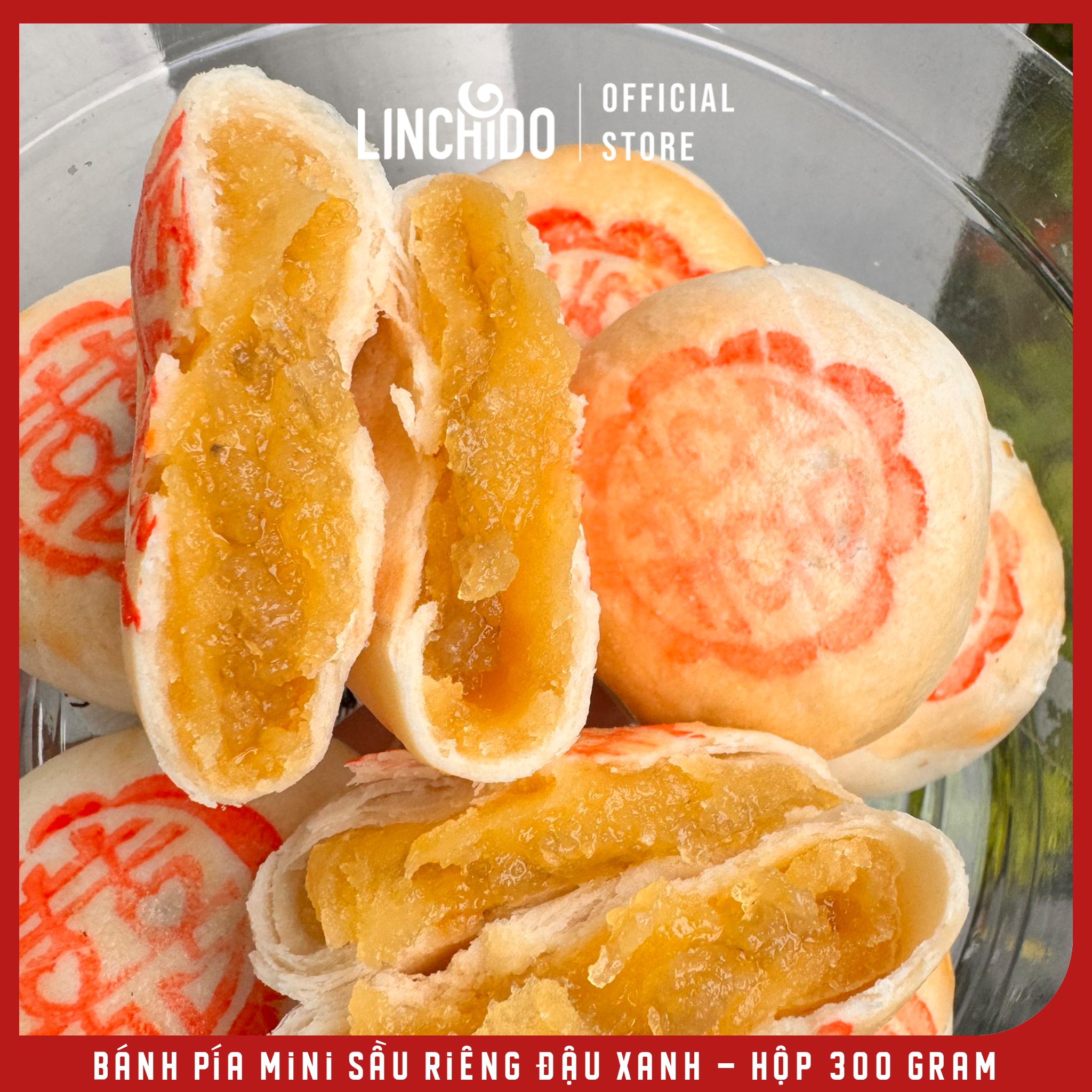 Bánh Pía mini Sầu Riêng Đậu Xanh - Hộp 300 Gram