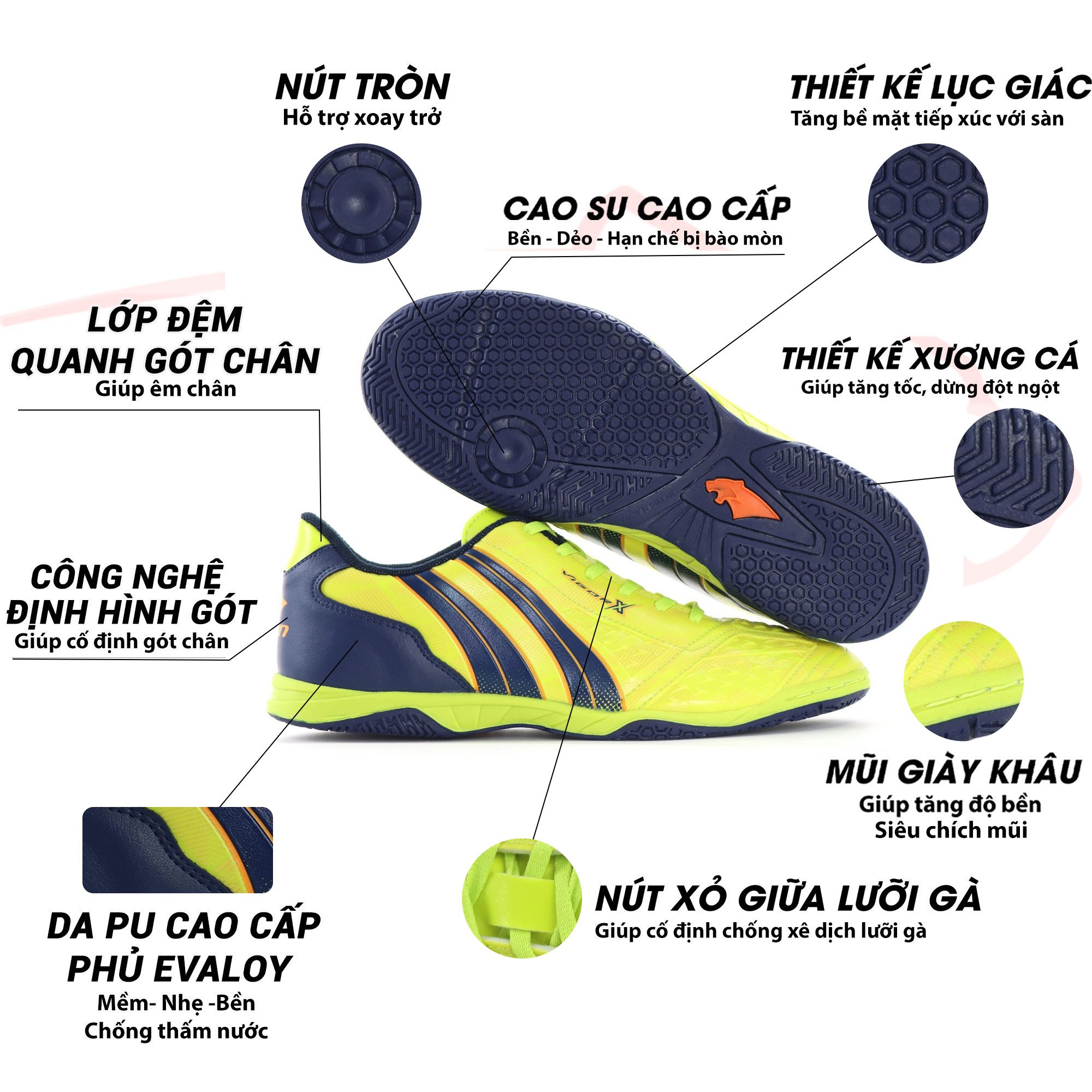 Giày bóng đá đế bằng sân futsal Pan Thailand Vigor X Easy IC