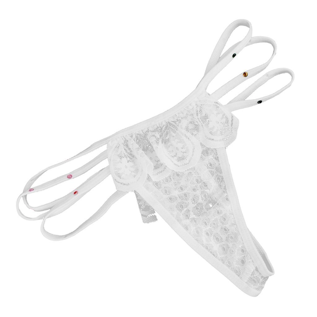 2-4pack Sexy Women Lace Underwear G-String T Thongs Intimates Briefs White