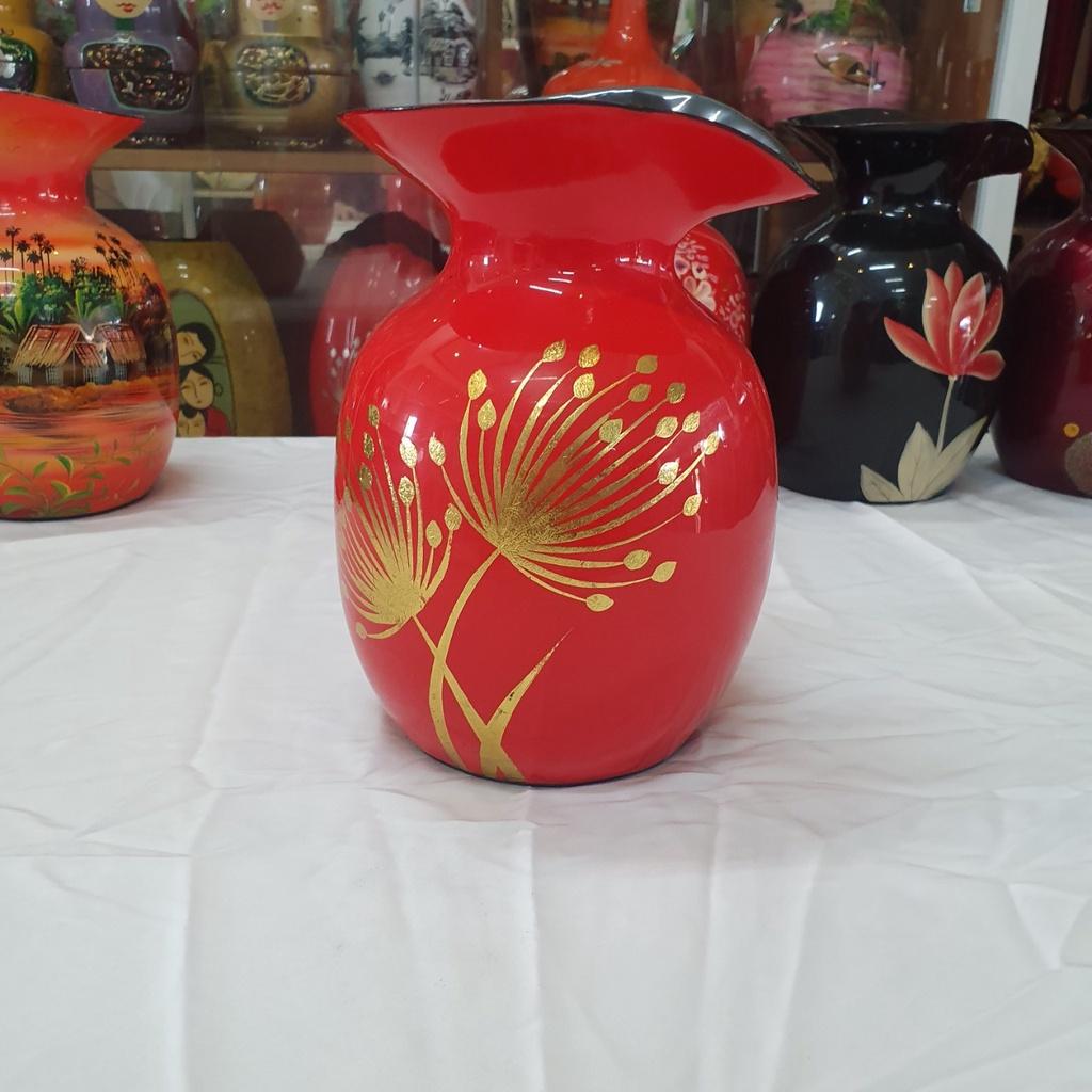 Lọ hoa sơn mài cao cấp Thanh Bình Lê miệng kiểu loe, cắm hoa, trang trí nhà cửa, văn phòng, quà tặng ý nghĩa size 21.5x1