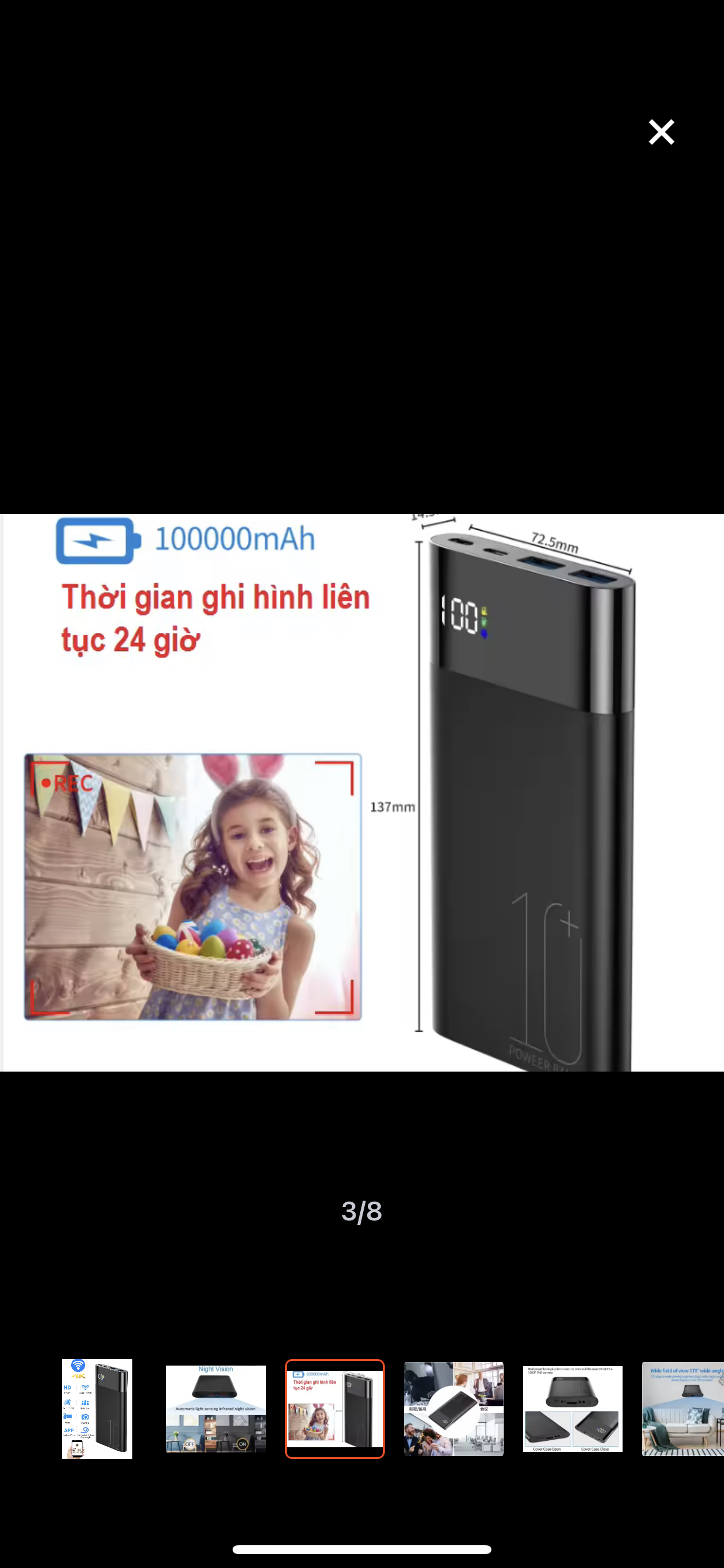 Camera mini sạc dự phòng H20 - 1080p wifi xem qua kèm thẻ 64Gb