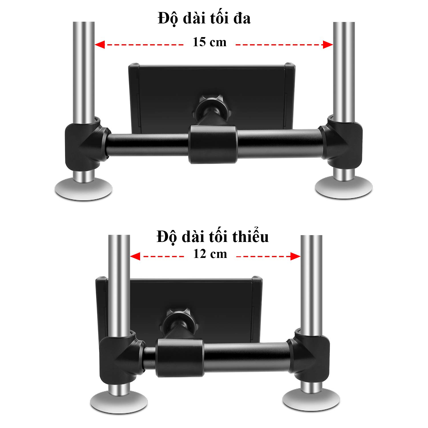 Giá Đỡ Để Điện Thoại Di Động, Máy Tính Bảng Trên Oto Tựa Đầu Xe, Tương Thích Với Điện Thoại Thông Minh / Máy Tính Bảng, Trụ tựa rộng Chiều rộng 11,2cm- 14cm (Đen)