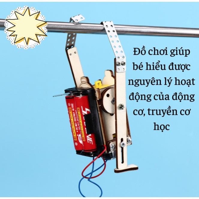 Đồ chơi khoa học tự làm robot leo dây bằng gỗ cho bé