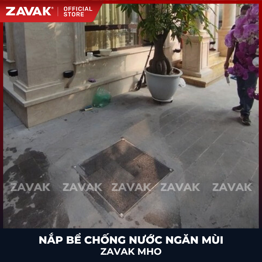 Nắp bể ngầm chống nước ngăn mùi inox ZAVAK MHO*-80 / KT 80x80cm, lát gạch 2,5cm/ tải tối đa 450kg