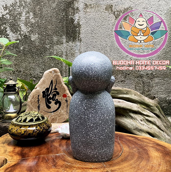 Chú tiểu decor hiện đại 21 cm trang trí nhà cửa màu xám