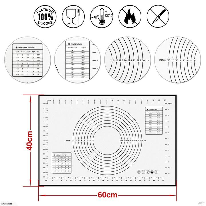 Tấm lót silicon nhào bột 60 x 40 cm