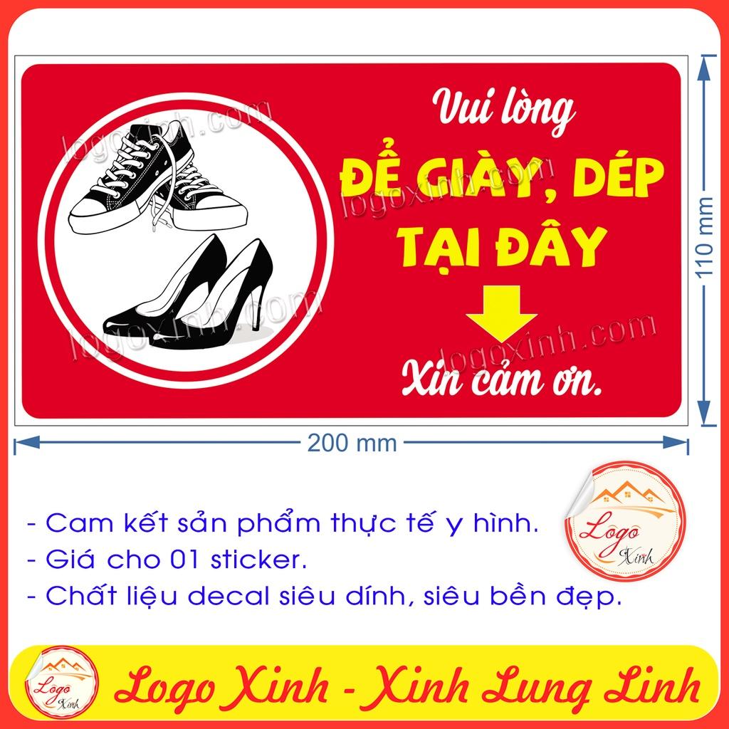 Logo Tem Sticker Chỉ Dẫn Yêu Cầu Bỏ Giày Dép, Để Giày Dép Tại Đây, Dạng Decal Có Keo Dán Sẵn, Chống Nước Với Độ Bền Cao
