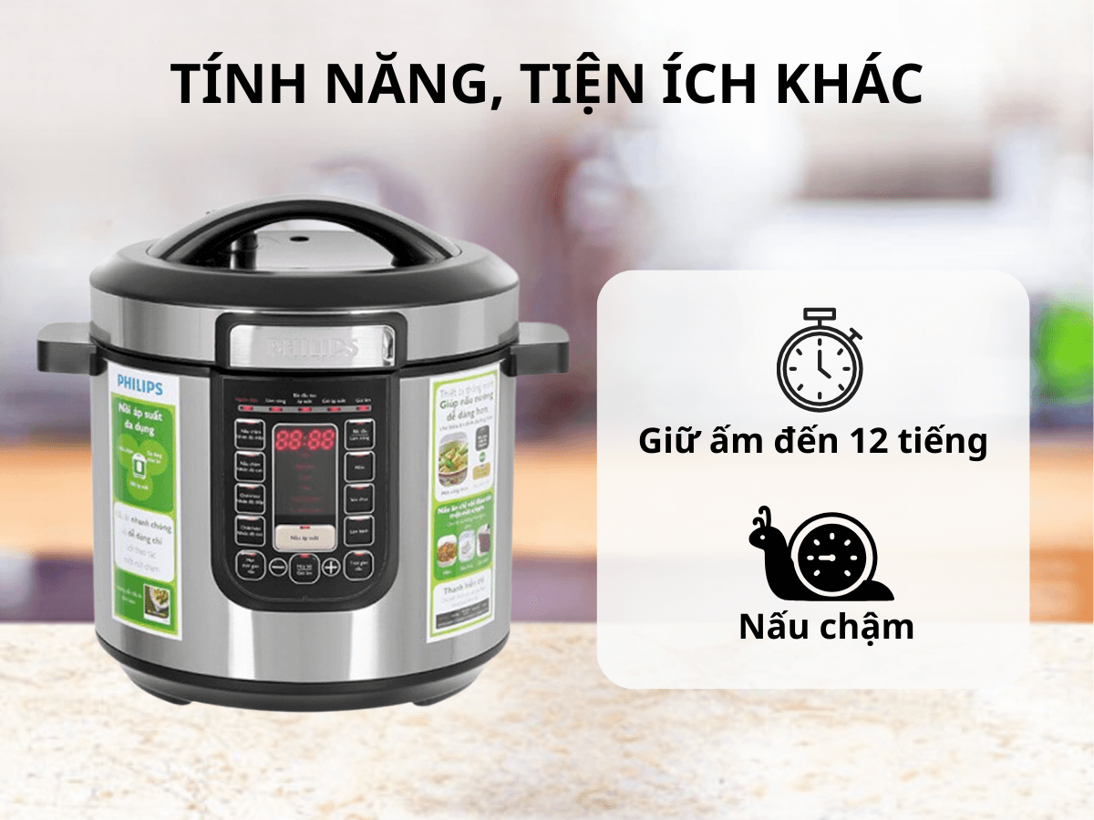 Nồi Áp Suất Đa Năng Philips HD2237/66 (6 L) 1300W lớp tráng ProCeramic+ (Model Mới Nhất) - Hàng Chính Hãng