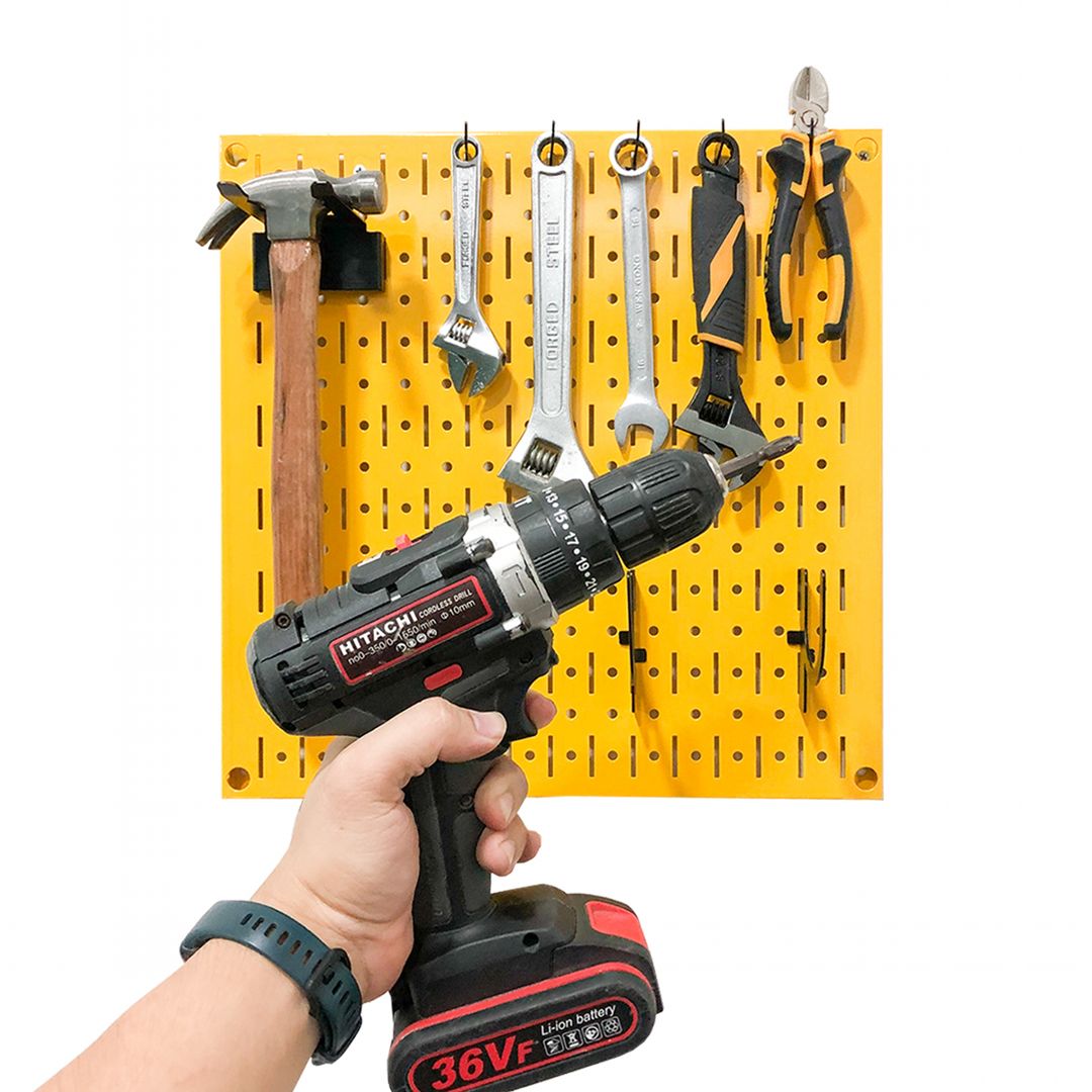 Bảng treo dụng cụ Pegboard vuông 40×40 – Vàng