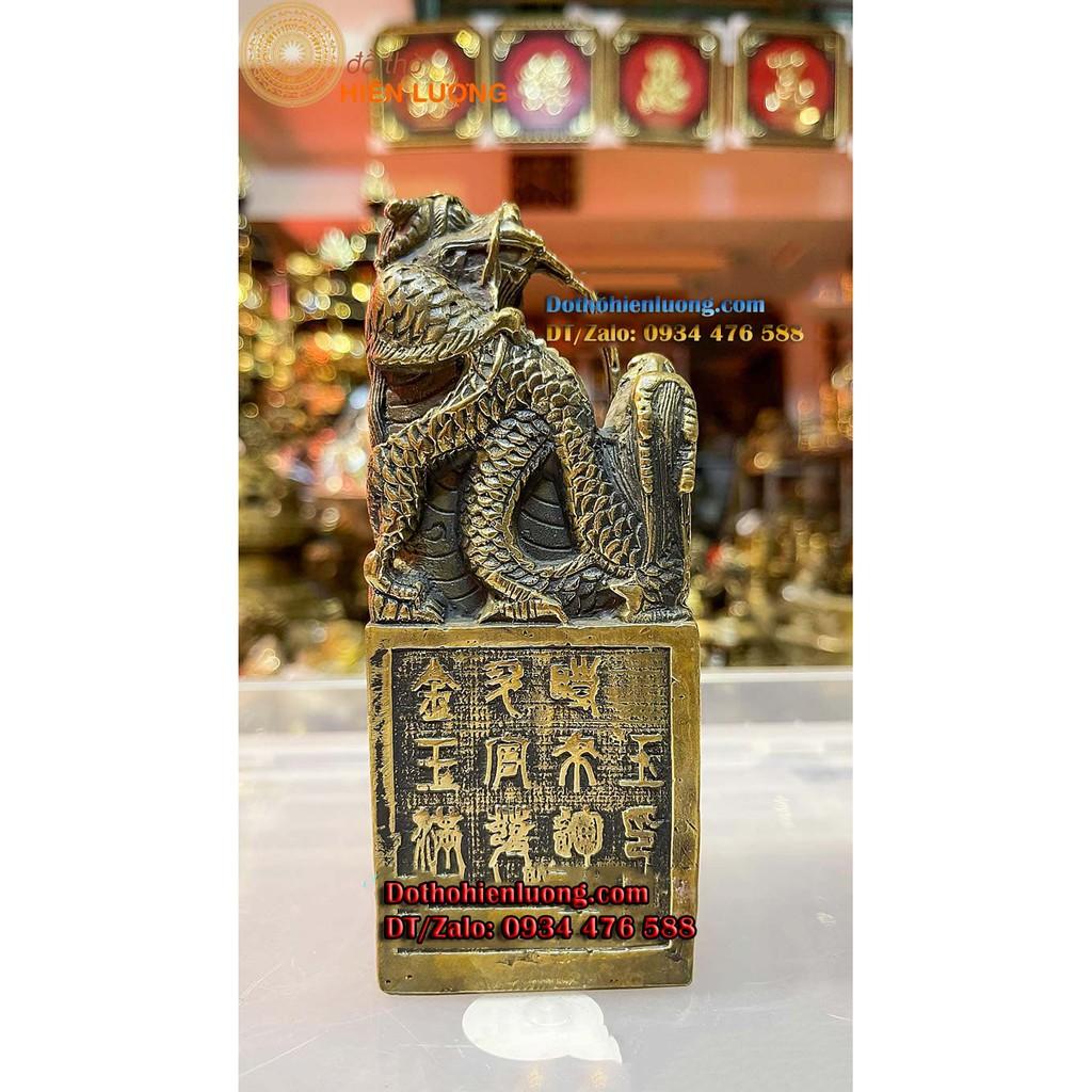 Ấn Rồng Bằng Đồng Mầu Nâu Giả Cổ Cao 16cm