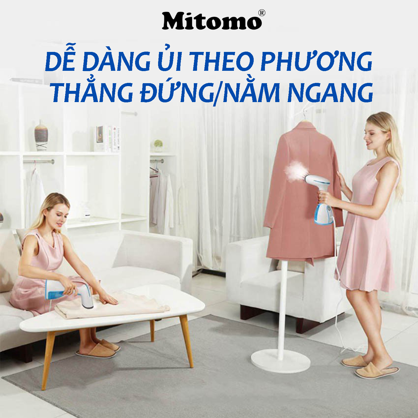 Bàn là hơi nước cầm tay Mitomo MW - 801 tích hợp 3 chế độ là hàng cao cấp công suất 1500W - bảo hành 2 năm hàng chính hãng