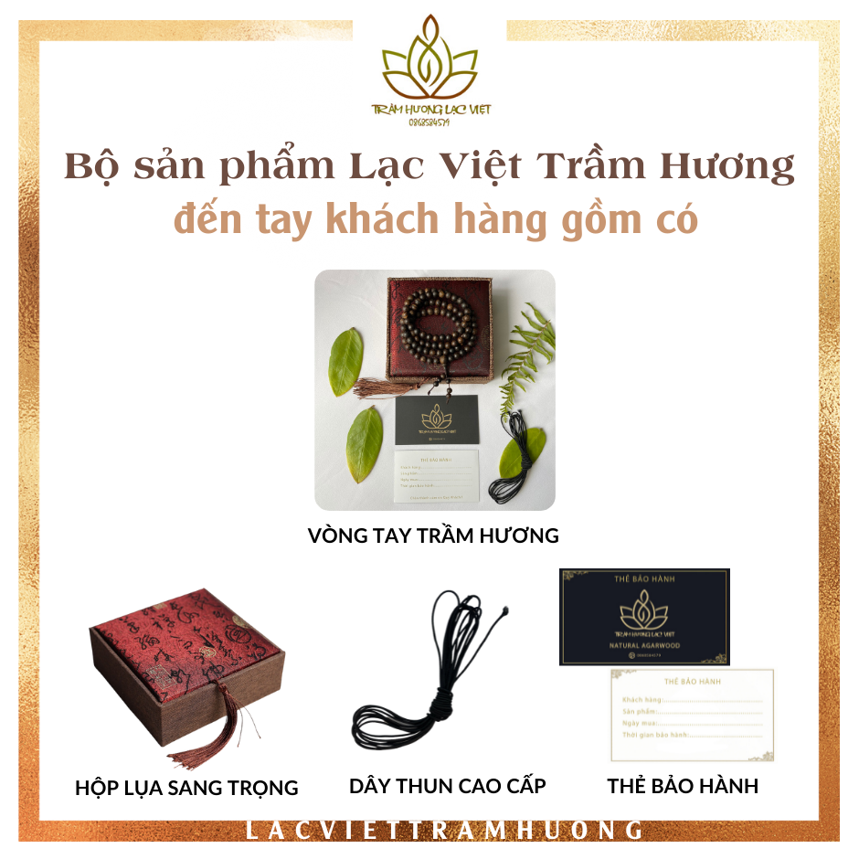 Vòng Tay Trầm Hương Sánh Chìm Tự Nhiên Đốt Trúc 8/10/12/14/16/18mm Cao Cấp - Lạc Việt Trầm Hương