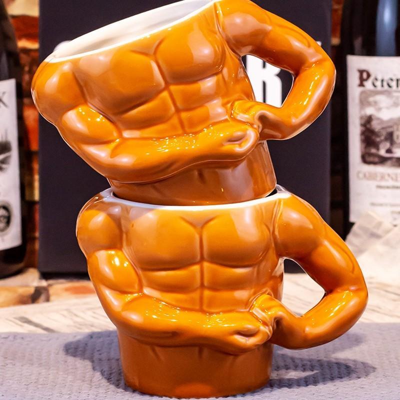 Cốc Sứ Uống Cafe Thể Hình Cơ Bắp 6 Múi Cho GYMER - Quà Tặng Sinh Nhật Bạn Trai Động Lực Tập GYM