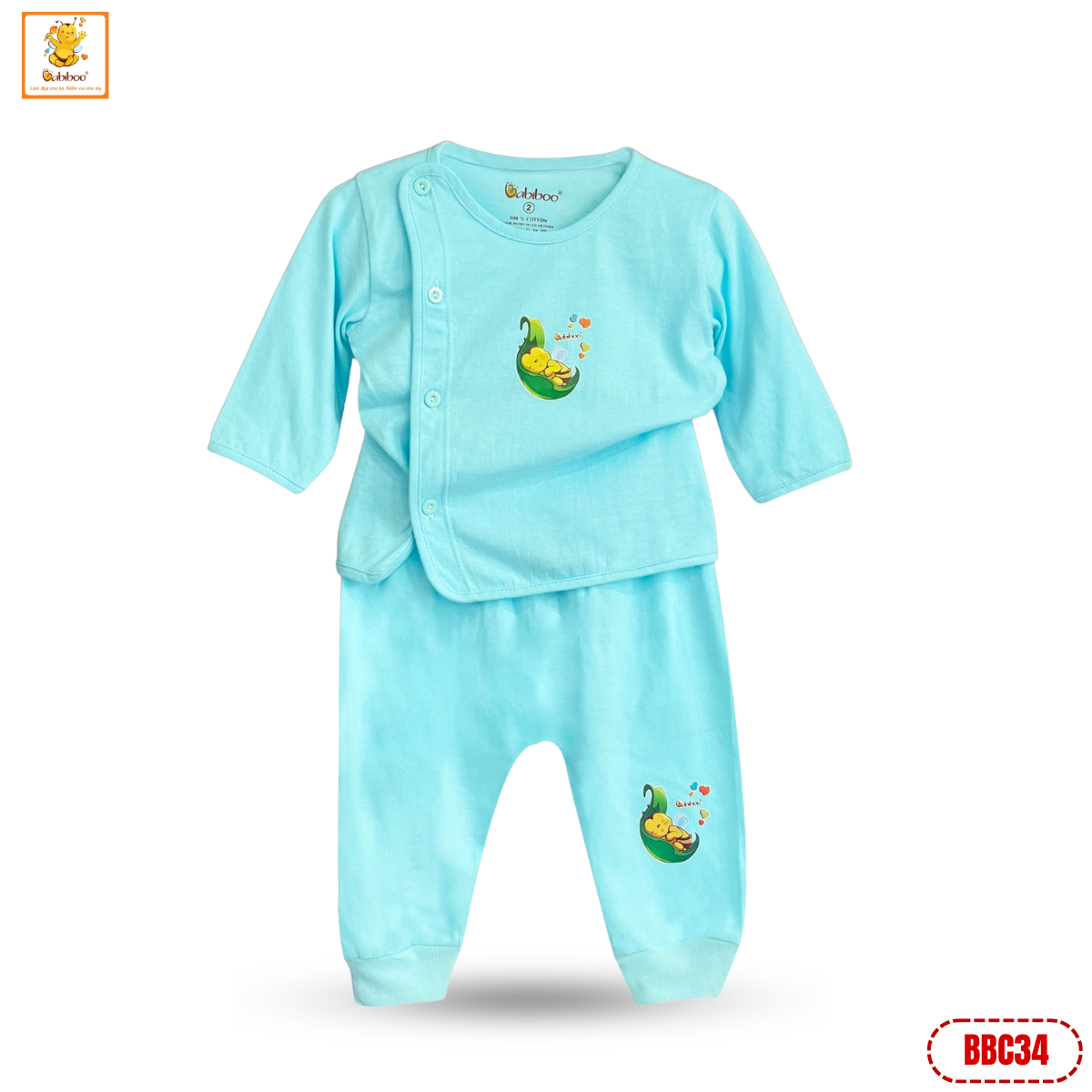 Quần áo sơ sinh bé gái Babiboo bộ dài tay cho bé chất cotton tự nhiên, mềm mại, thấm hút tốt BBC34