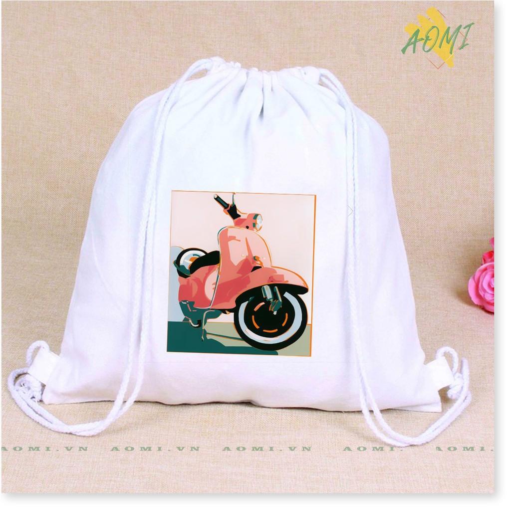 BALO VESPA MINI AOMIVN DÂY RÚT NHỎ XINH UNISEX CHẤT CANVAS THỜI TRANG CUTE XINH ĐẸP TIỆN ÍCH DẠO PHỐ DU LỊCH