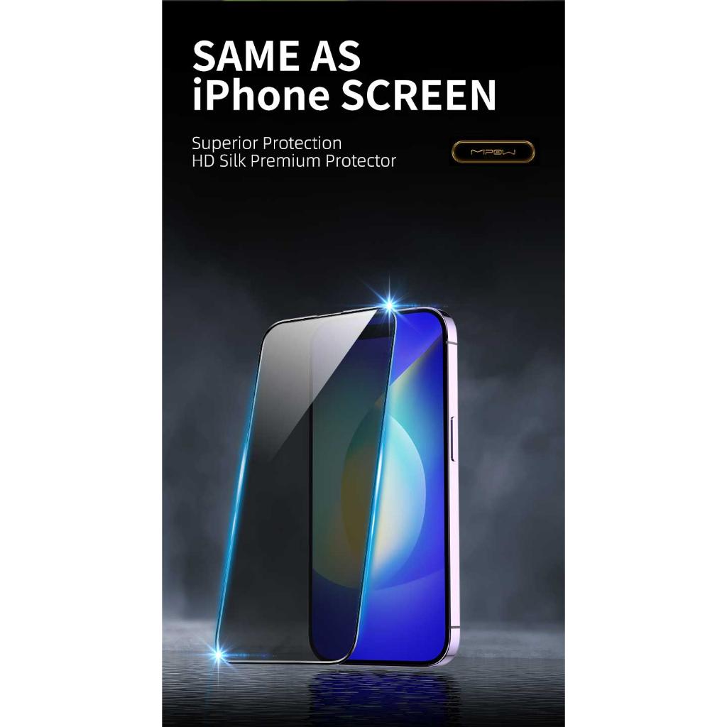 Kính cường lực chống nhìn trộm MIPOW KINGBULL 2.5D HD Anti-Spy 28° Premium cho iPhone 15 Series - Hàng chính hãng
