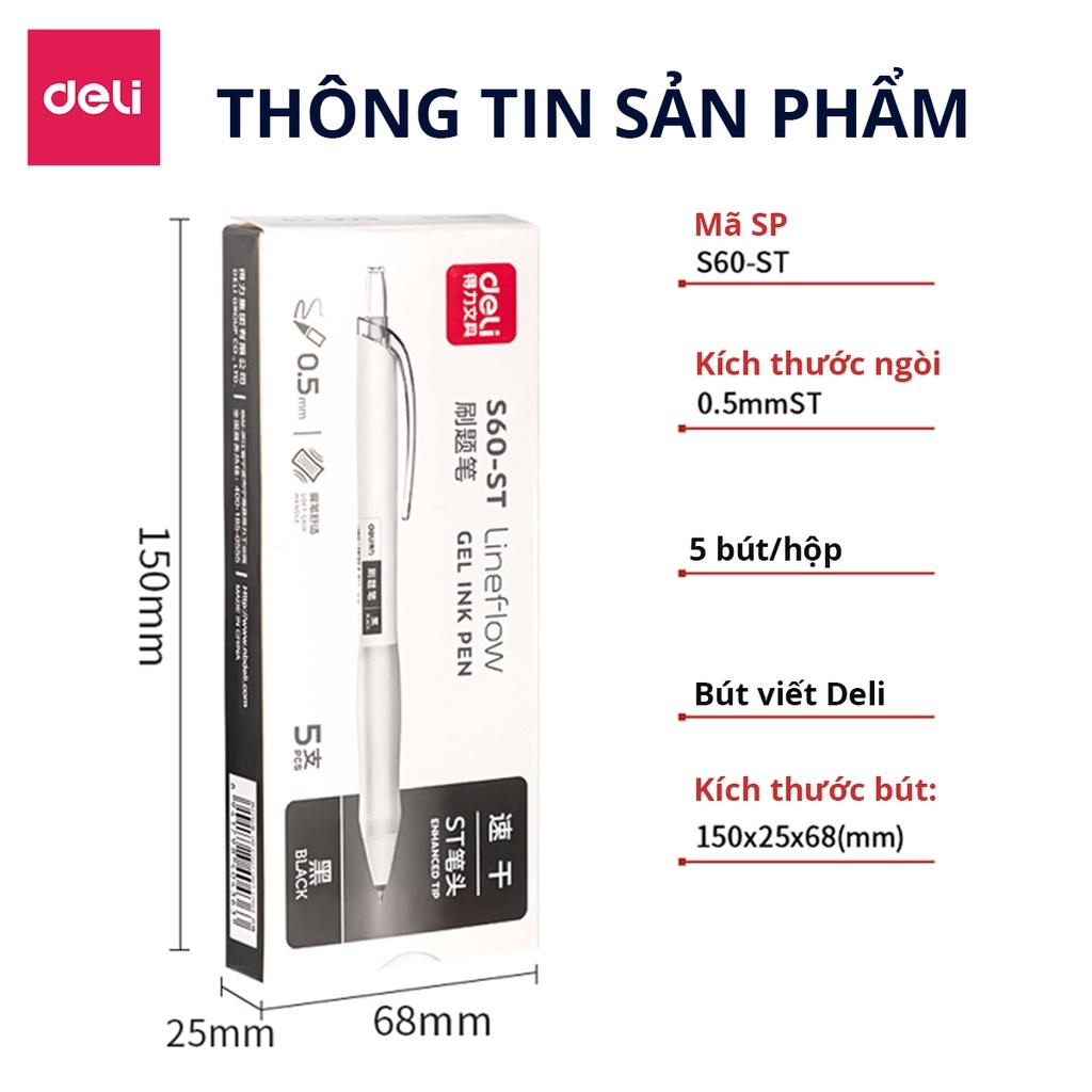 Bút Bi Nước Mực Gel Ngòi 0.5mm Deli - Thiết Kế Vỏ Trong Suốt Dành Cho Văn Phòng Học Sinh - S60