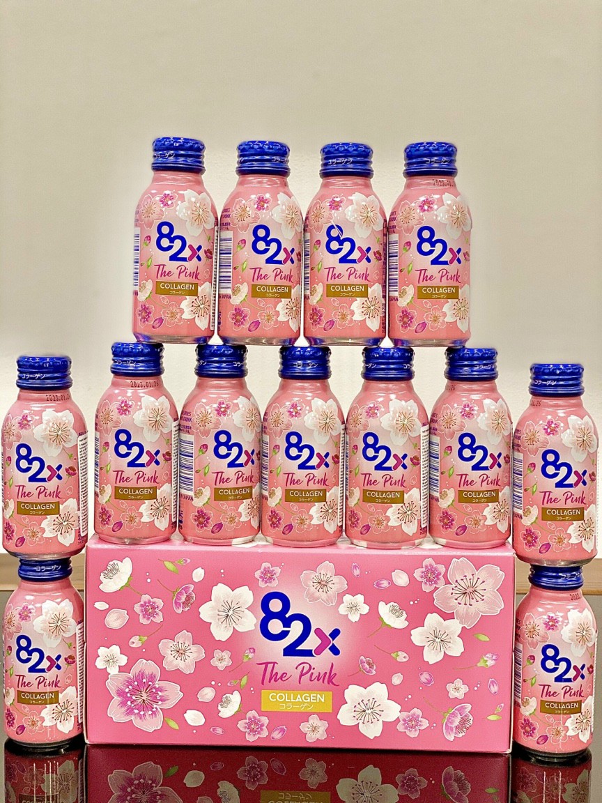 Nước Uống Đẹp Da - 82X The Pink Collagen 1000mg Collagen Peptide, 100ml/Chai Nước Uống Đẹp Da Tràn Năng Lượng Đến Từ Nhật Bản