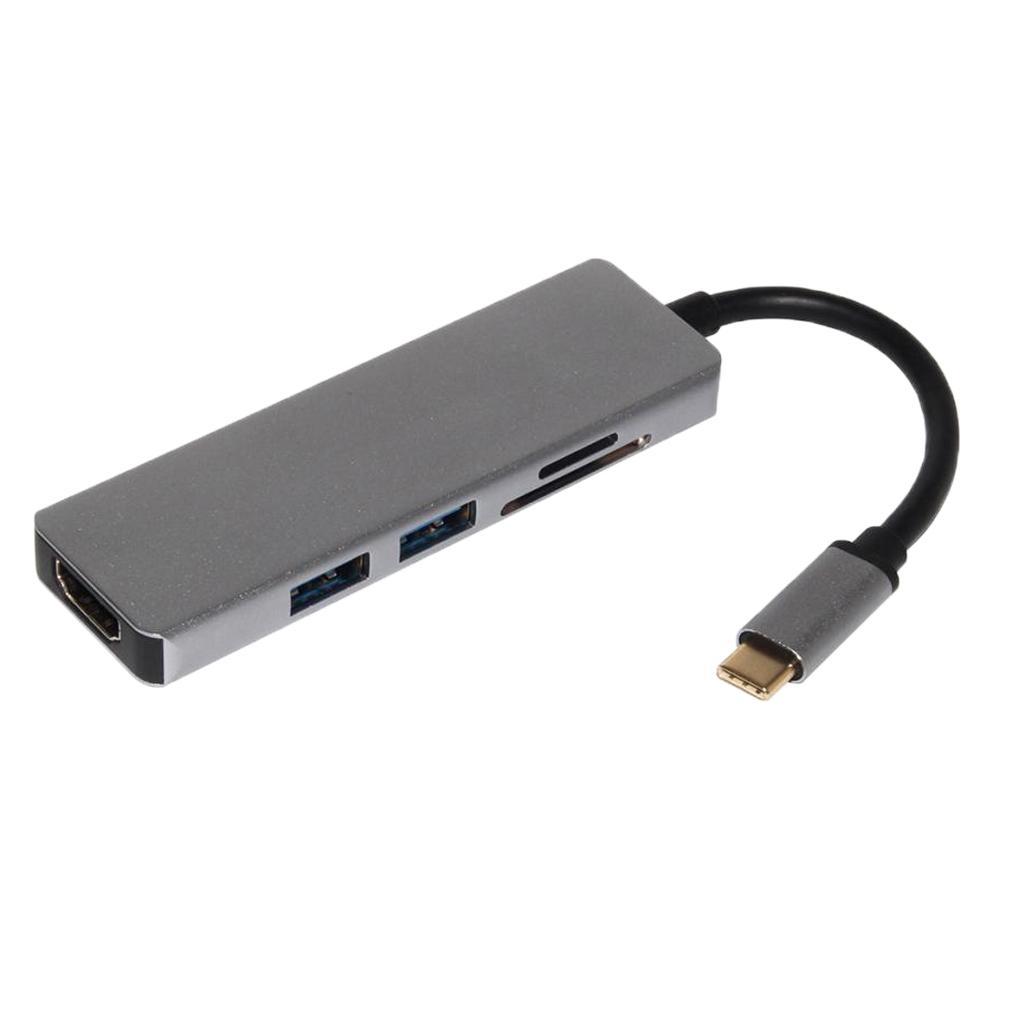 Aluminium USB C 3.1 Hub 5 in 1 Adapter USB 3.0 + HDMI+ Card Reader Port for Apple Macbook