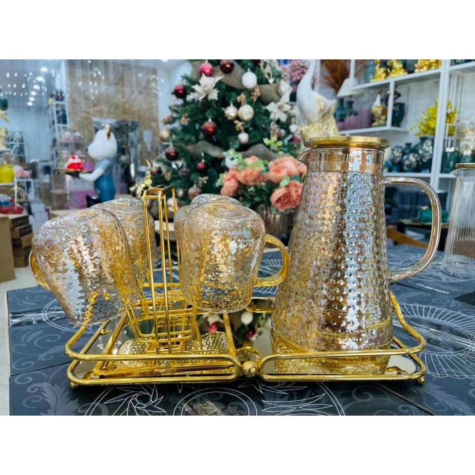 Bộ bình kèm 6 cốc thủy tinh chịu nhiệt cao cấp