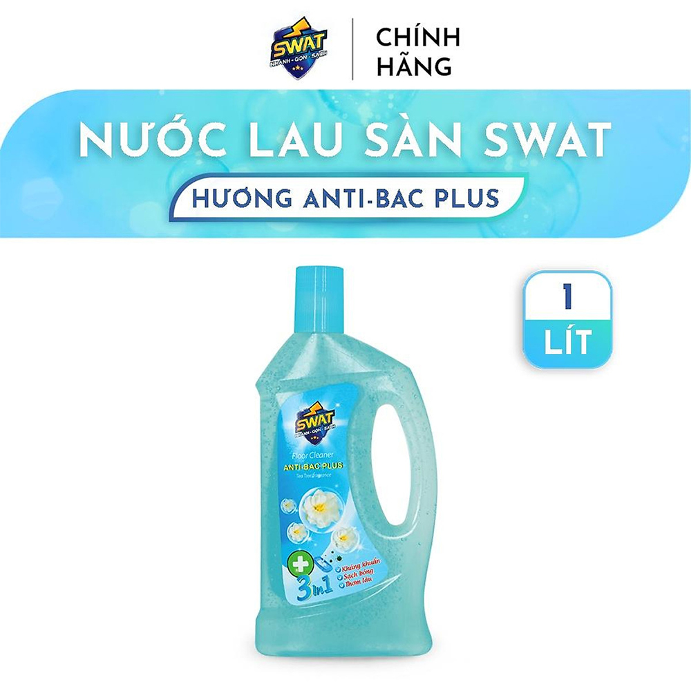 Nước Lau Sàn SWAT Hương Anti Bạc Plus Diệt Khuẩn Chai 1L Tiện Lợi