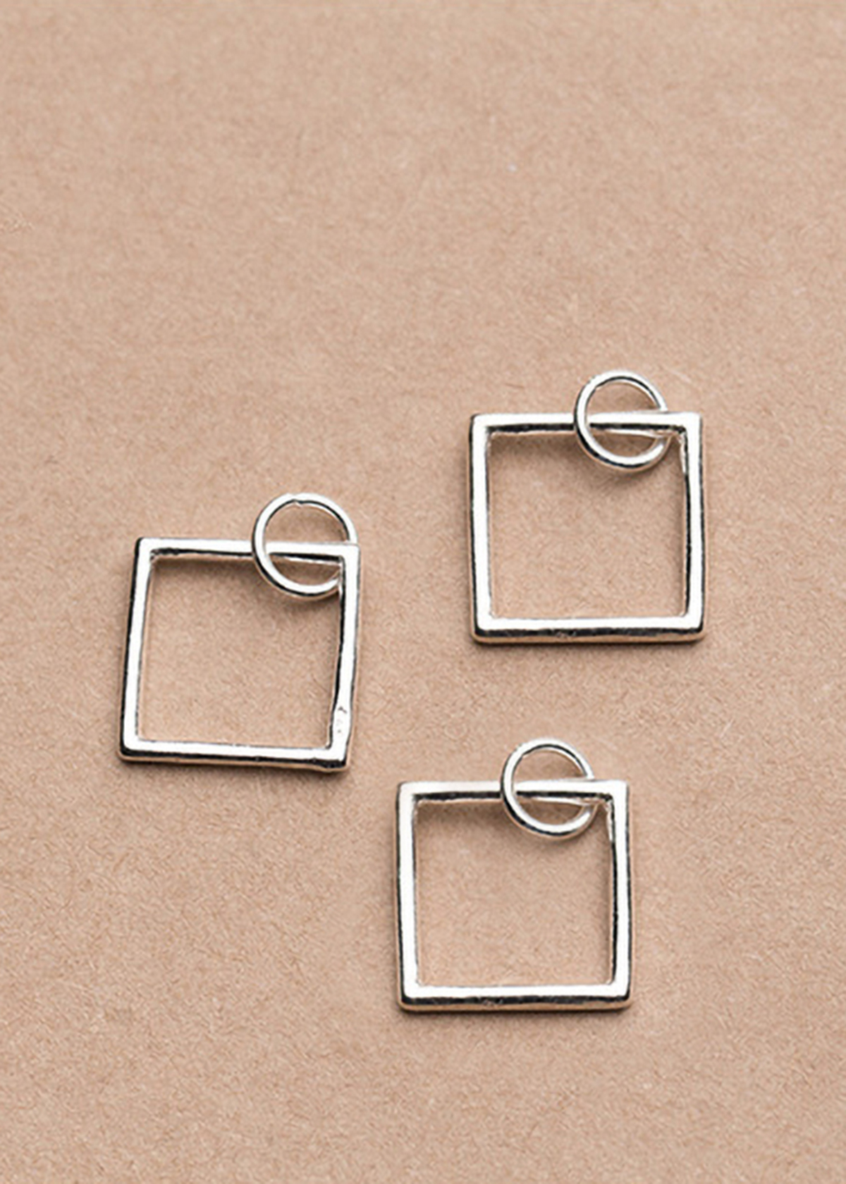 Combo 3 cái charm bạc hình vuông treo - Ngọc Quý Gemstones
