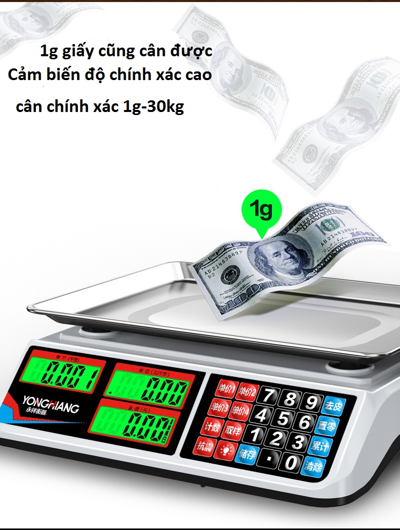 Cân điện tử tính tiền tích điện 30kg-chống nước hiệu quả