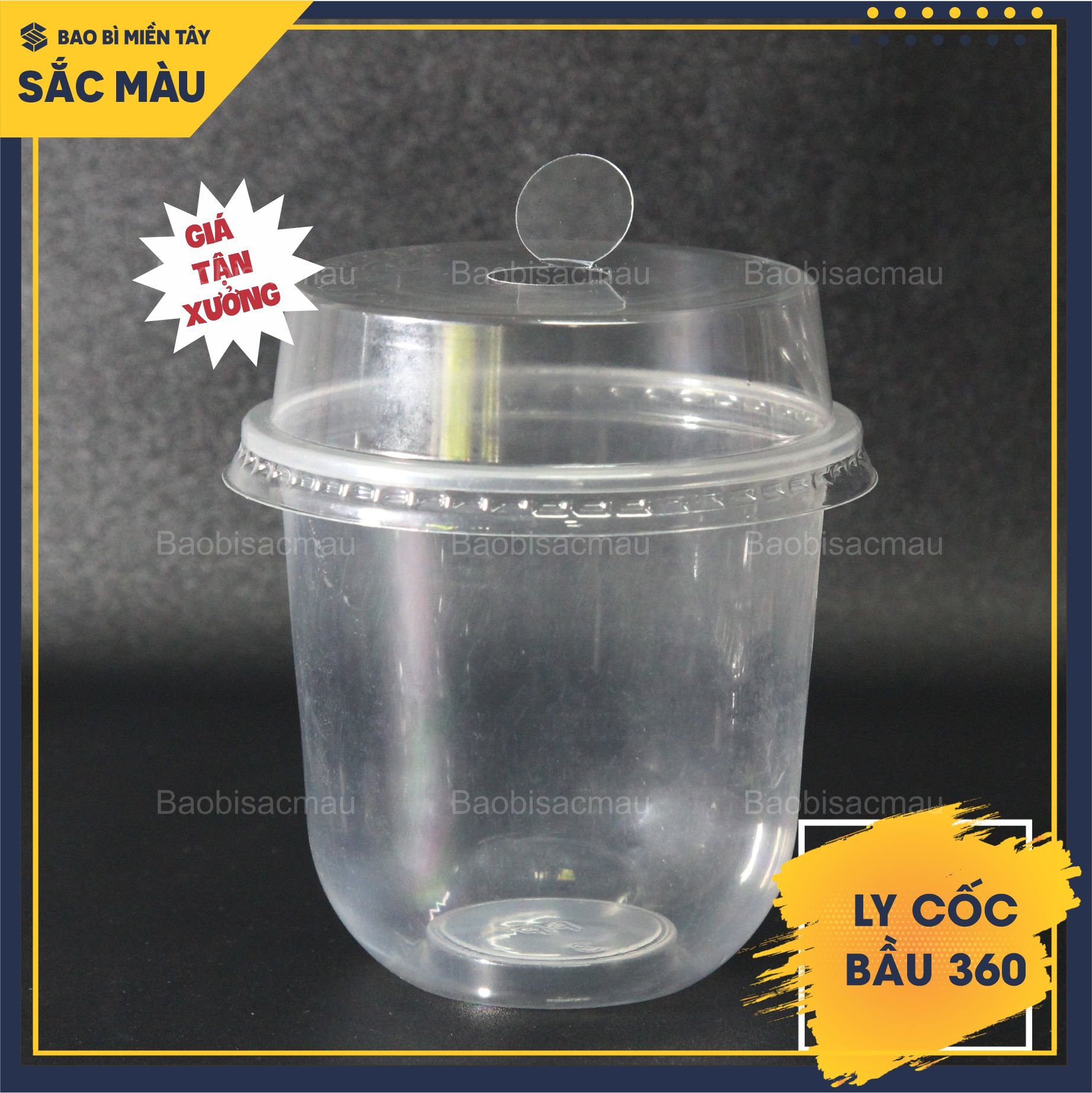 Sỉ 50 cốc nhựa/ ly nhựa đáy bầu 360 kèm nắp