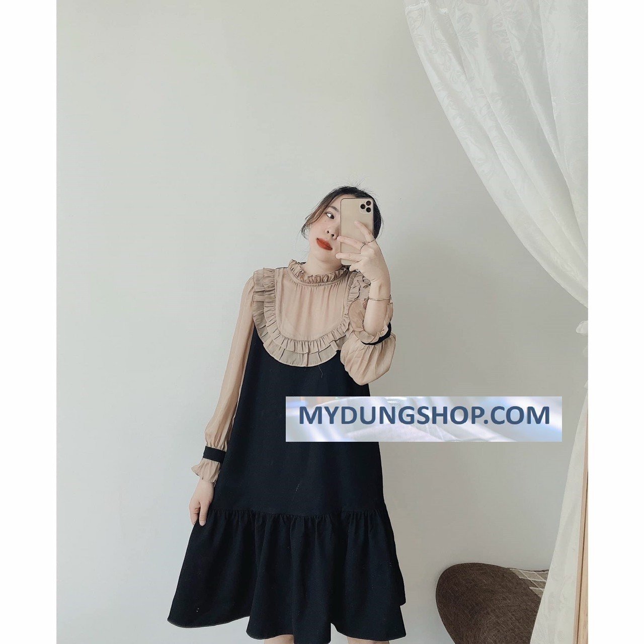 ĐẦM SUÔNG CỔ PHỐI VIỀN BÈO FROM RỘNG RÃI, AI TRÒN TRÒN, BẦU BÌ BON CHEN ĐƯỢC NHÉ CÁC NÀNG