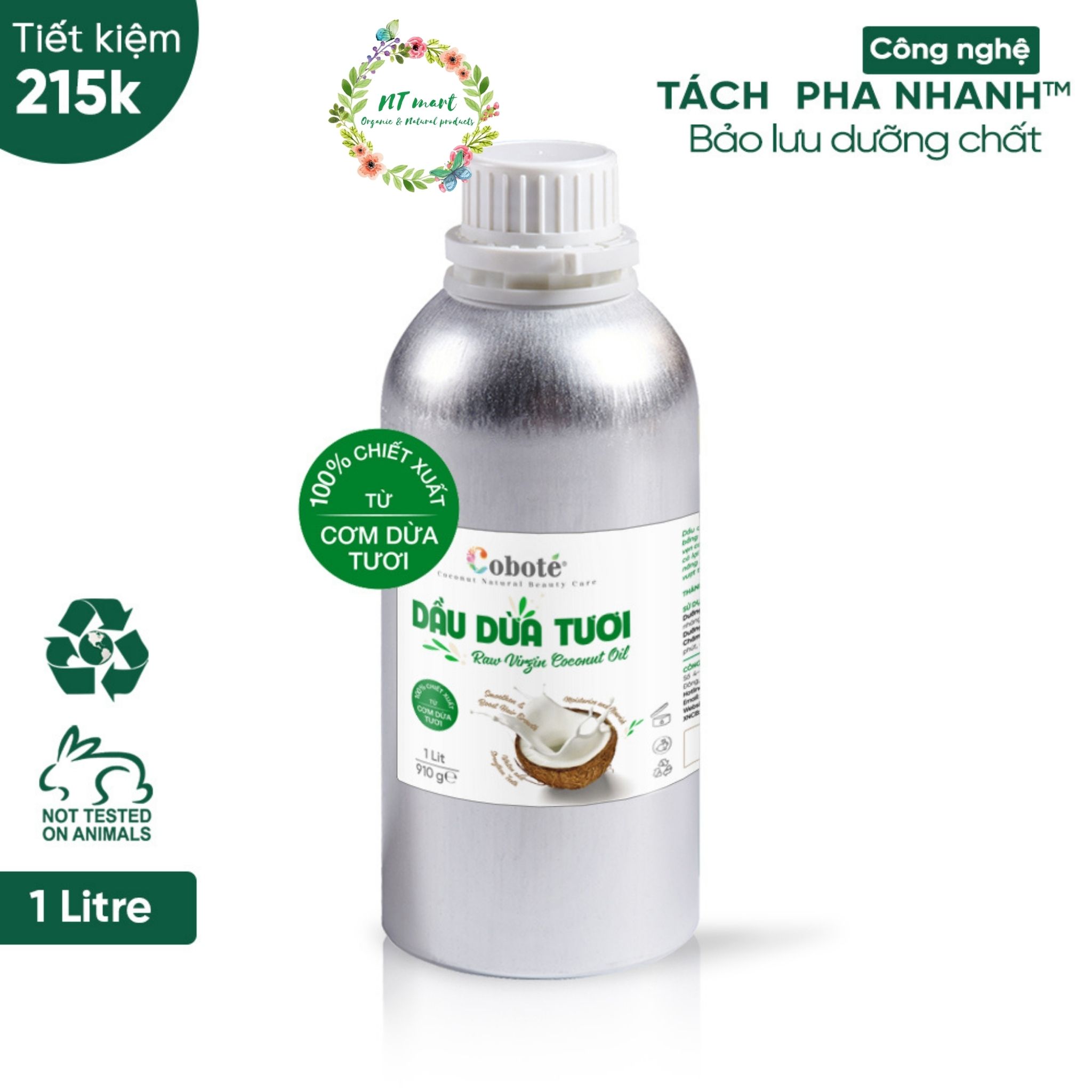 COBOTÉ - DẦU DỪA TƯƠI - 100% CƠM DỪA TƯƠI