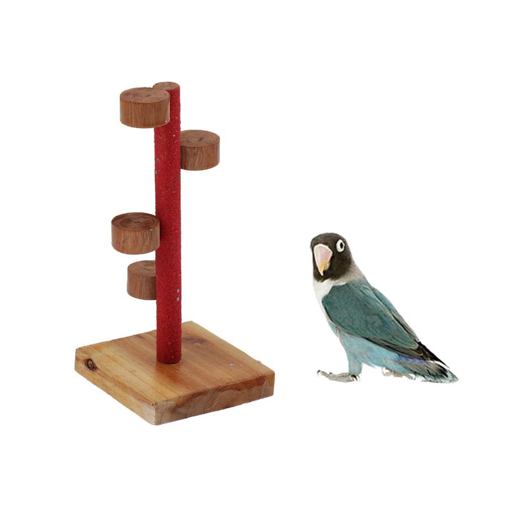 Natural Wood Pet Parrot Stand Toy Exercise Hamster Perches for Bird Cage