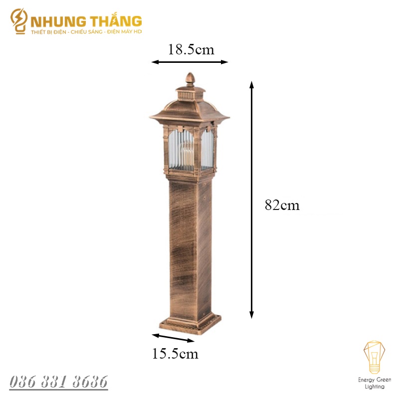 Đèn Cột Trang Trí Sân Vườn Cổ Điển DSV-1172 Chống Nước - Chiều Cao 82cm - Cắm Điện 220V - Kèm Bóng G45 - Có Video