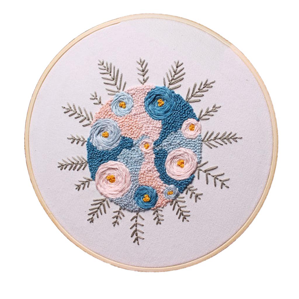 Embroidery Starter Kit Flower Pattern Cross Stitch Needlework Craft Flower_1