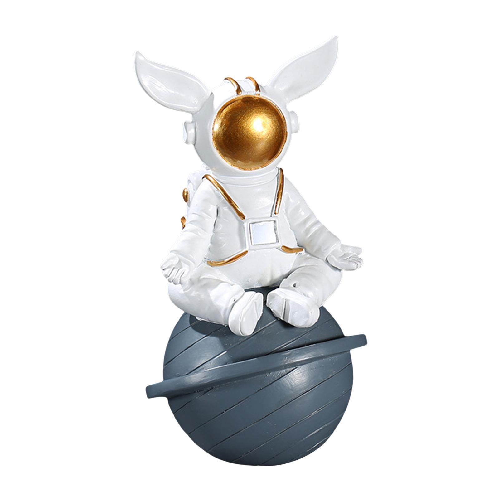 Spaceman Figurine Sculpture Astronaut Statue for Bookshelf Tabletop Bookcase