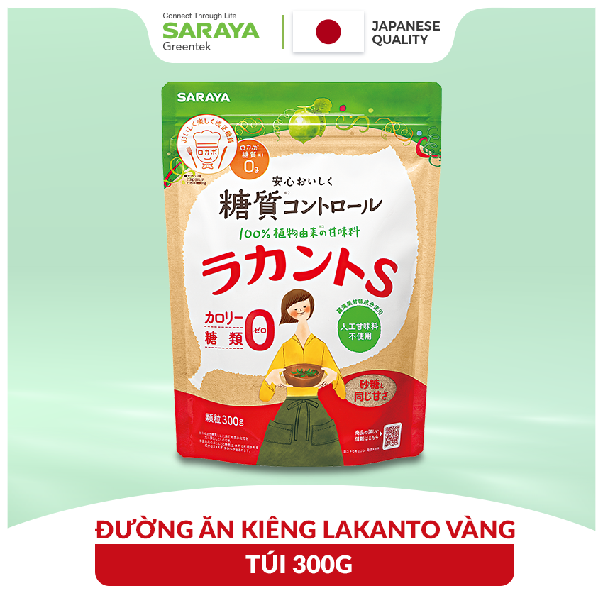 Đường ăn kiêng La Hán Quả Saraya Lakanto MonkFruit Vàng, 0 Calo, 0 tăng đường huyết, 0 biến đổi gen - 300g