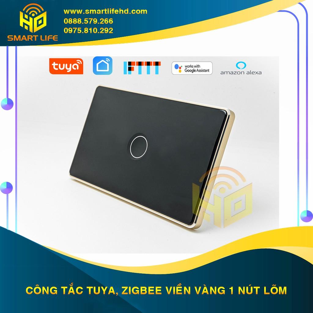 Công tắc điện thông minh viền nhôm, 1-4 nút lõm mặt kính cao cấp hệ Tuya - Smart Life, US