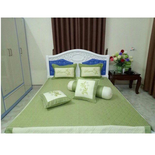 Set 3 món ga gối trần bông satin 2m×2m2