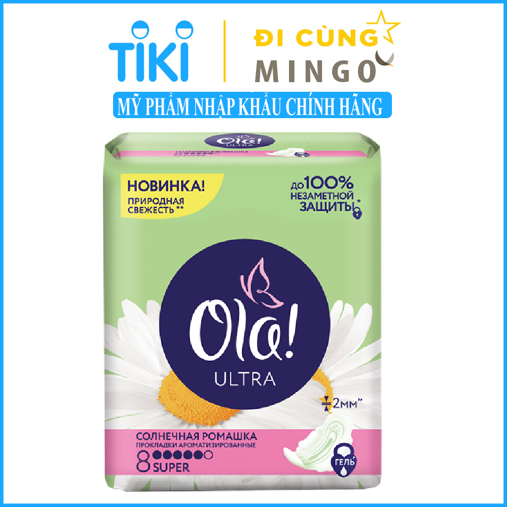 Băng vệ sinh Ola Ultra siêu thấm hương hoa cúc dịu nhẹ ( 10 miếng có cánh ) - Nhập khẩu Nga
