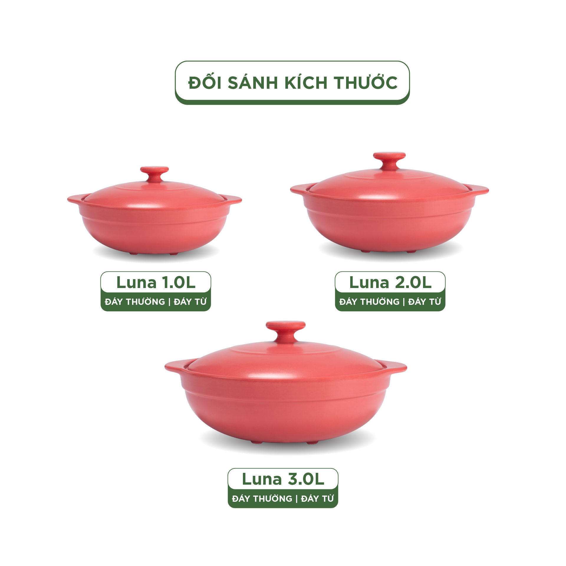 Nồi Sứ Dưỡng Sinh Minh Long Healthy Cook Luna 1.0 L - Dùng Cho Bếp Từ