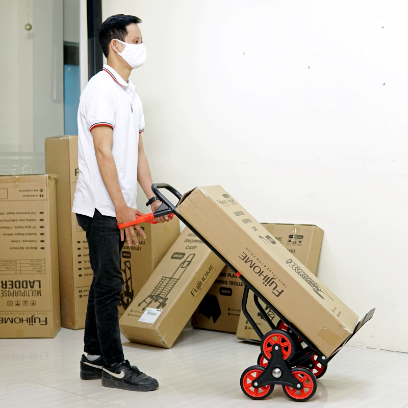 Xe kéo đẩy hàng leo cầu thang 6 bánh rút gọn FUJIHOME CC-6150 (leo cầu thang &lt;100kg, đi đường bằng &lt;150kg)