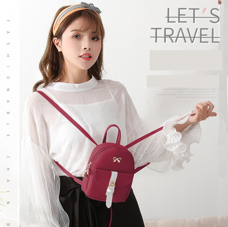 Balo Mini Nhỏ Xinh ĐÍnh Nơ Bl20 Da Trơn