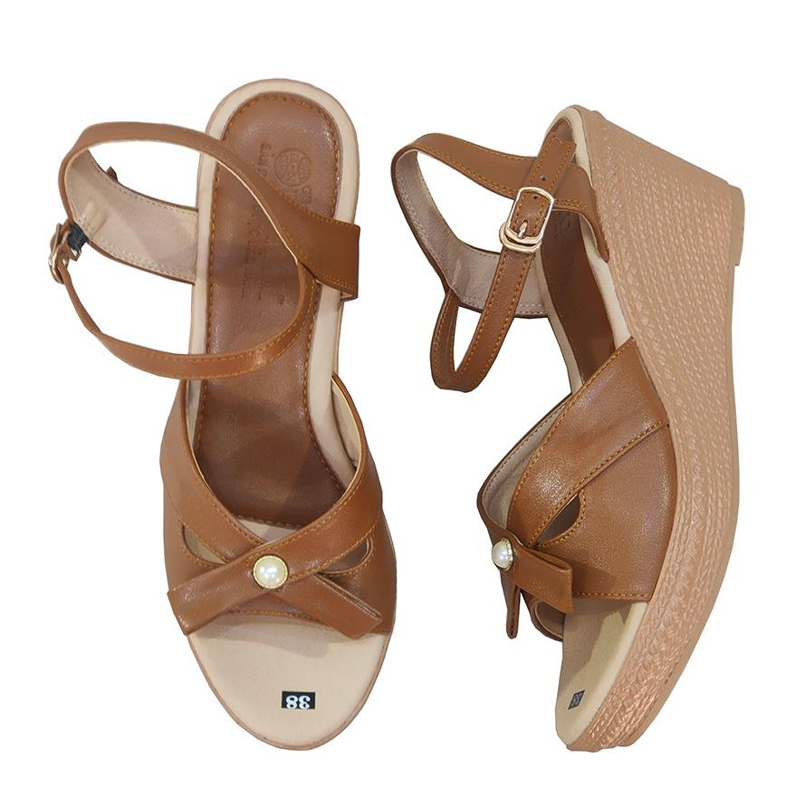 Giày Sandal Nữ Đế Xuồng HÀ NAM Da Bò Thật Thời Trang Cao Cấp 7cm DNU2149a