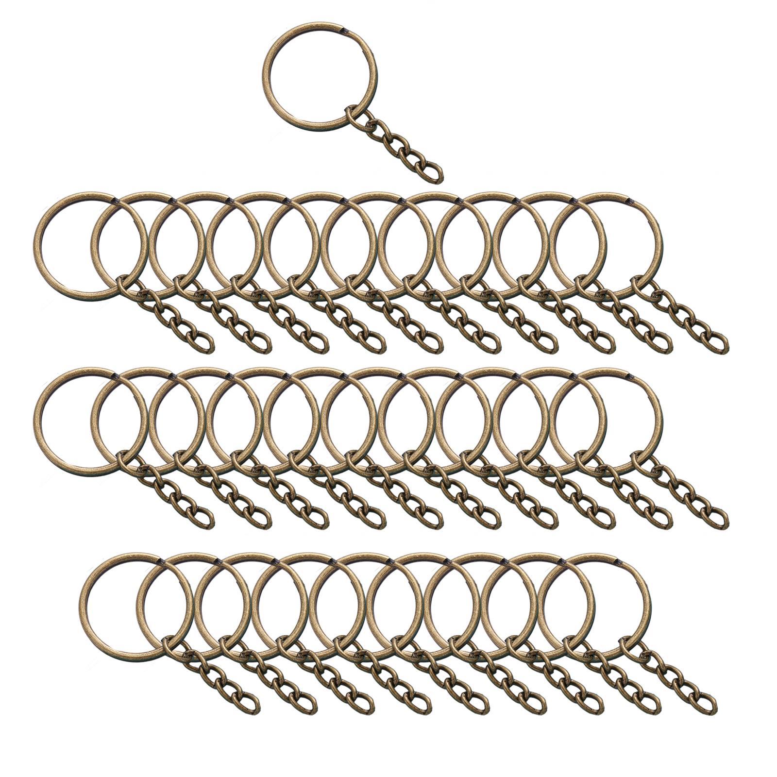 30Pcs Split Keyrings with Chain 1" 25mm Keychain Rings Key Chain Rings Set for DIY Crafts