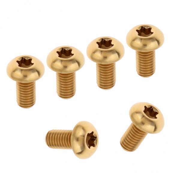 2-6pack 6pcs M5 x10/12mm Bike T25 Head Screw Disc Brake Rotor Bolts Golden