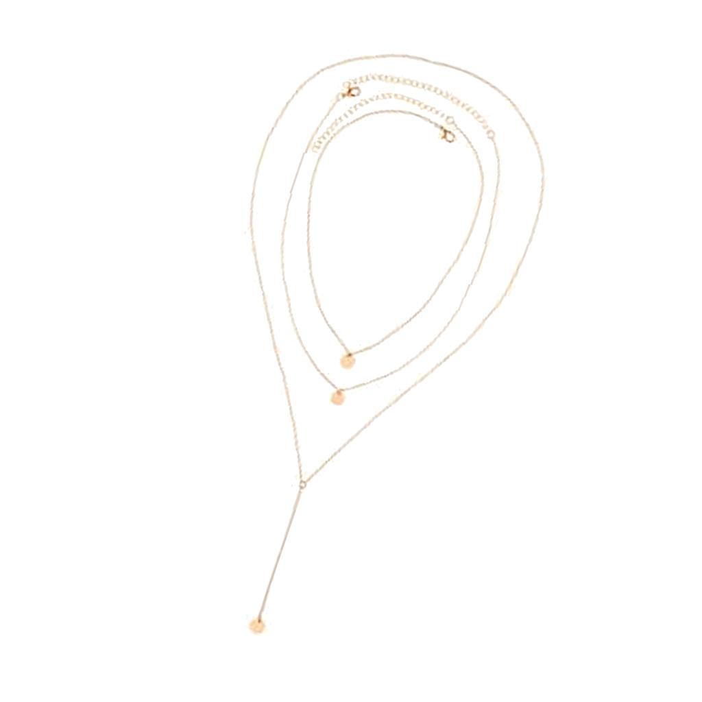 Sequin Pendant Mini Disc Choker Chain Layers Clavicle Necklace