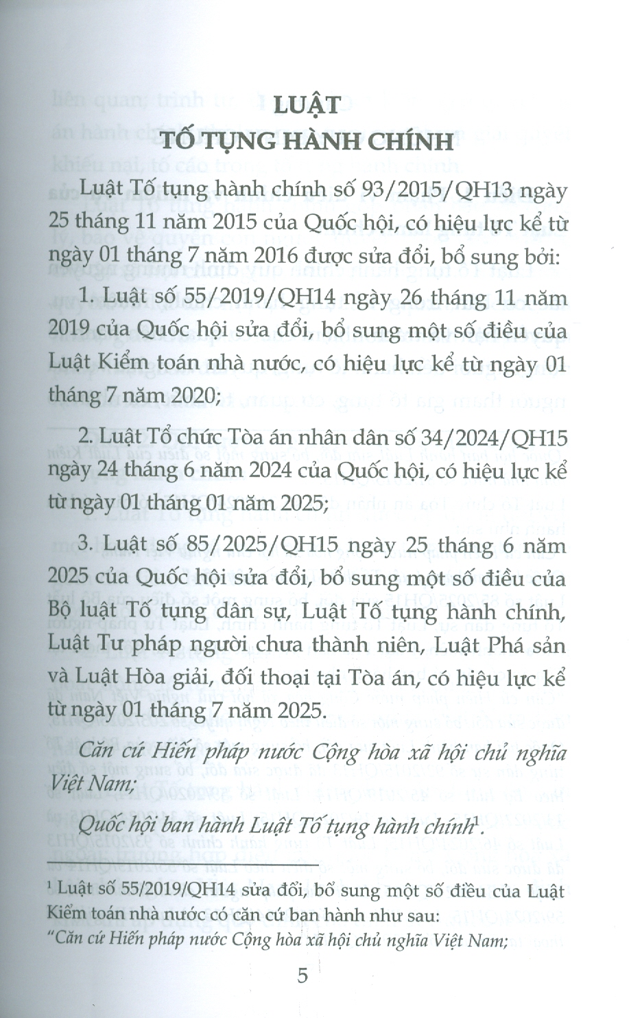 Luật Tố Tụng Hành Chính Năm 2015 (Sửa Đổi, Bổ Sung Năm 2019, 2024, 2025)