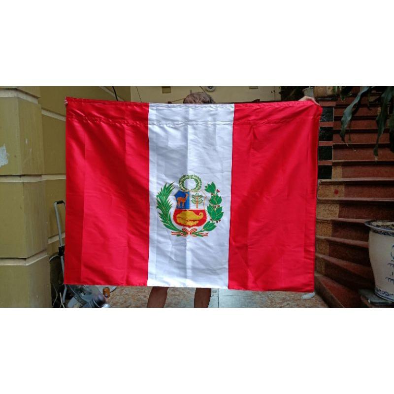 Quốc kỳ Peru 1x1,5m in chuyển nhiệt may theo yêu cầu