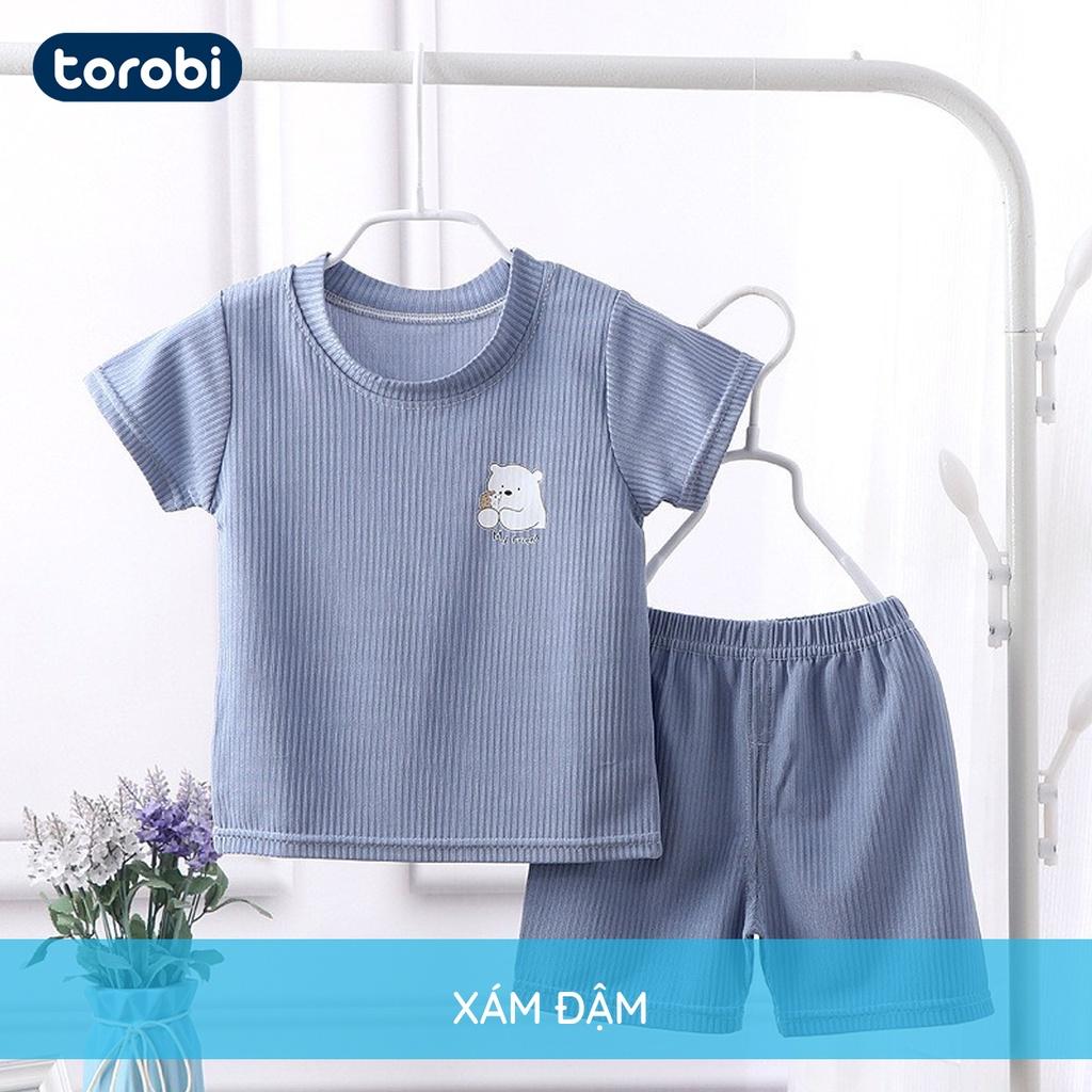 Bộ Quần Áo Cộc Tay Cho Bé Vải Lụa Thoáng khí, Co Giãn, Mềm mại | 10-36 Tháng | Torobi | SS22