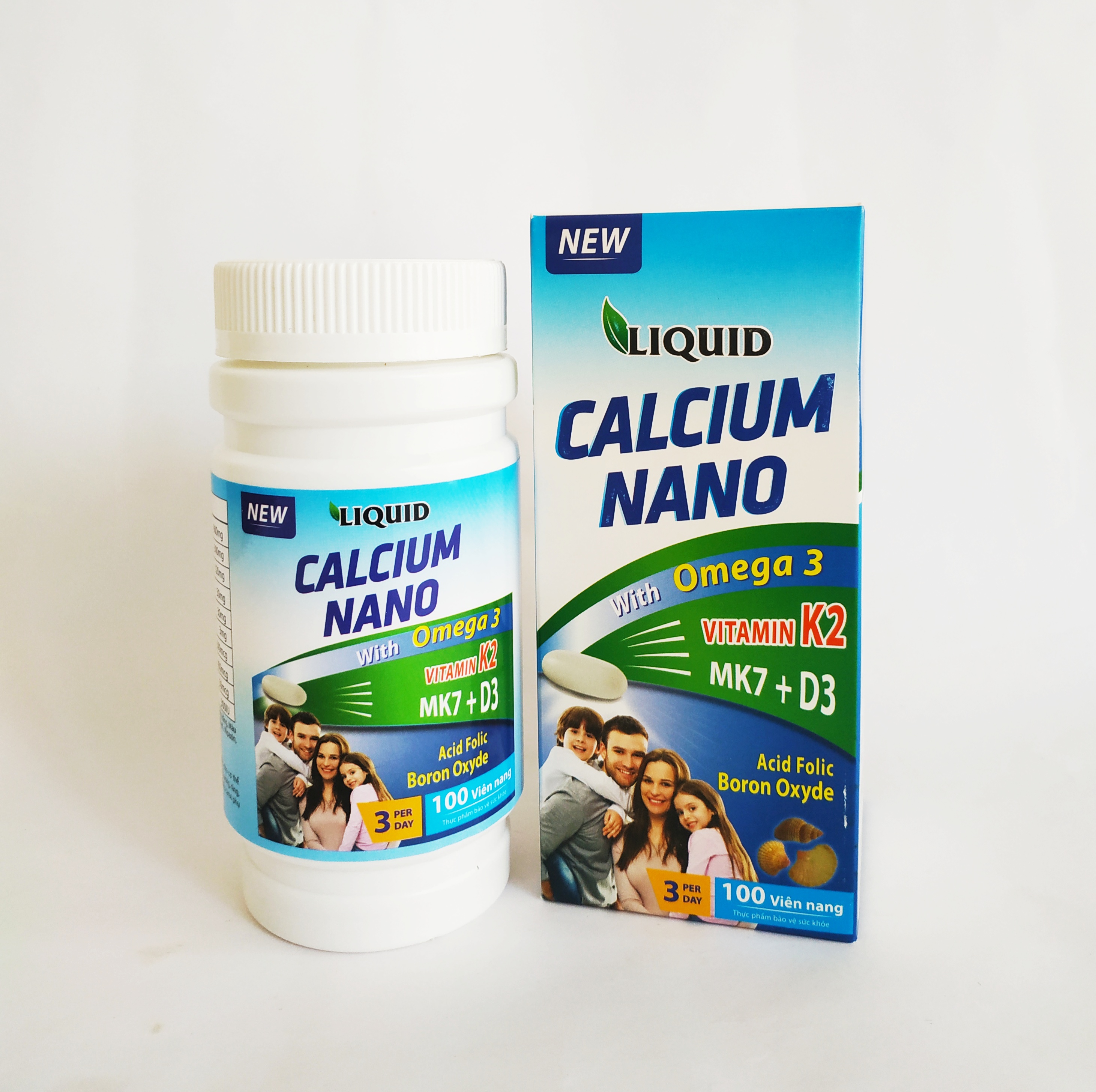 Viên Uống Bổ Sung Canxi Nano, D3, Vitamin K2 , Omega 3 Cho Mọi Đối Tượng – Liquid Calcium Nano With Omega3 – Lọ 100 Viên